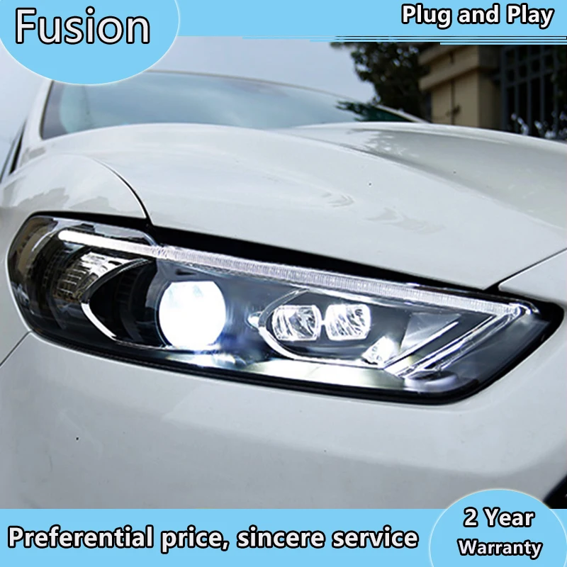 

tuning cars Headlight For Ford Mondeo Fusion 2013-2016 Headlights LED DRL Running lights Bi-Xenon Beam Fog lights angel eyes