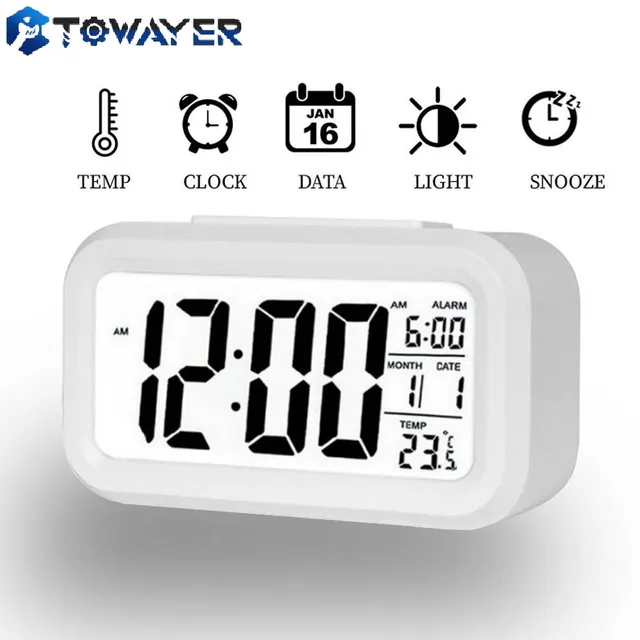 LED Digital Alarm Clock Electronic Digital Alarm Screen Desktop Clock For Home Office Backlight Snooze Data Calendar Desk Clocks 1