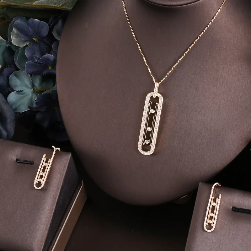 2pcs Bridal Zirconia Full Jewelry Sets For Women Party, Luxury Dubai Nigeria CZ Crystal Wedding Jewelry Sets bridal jewelry sets
