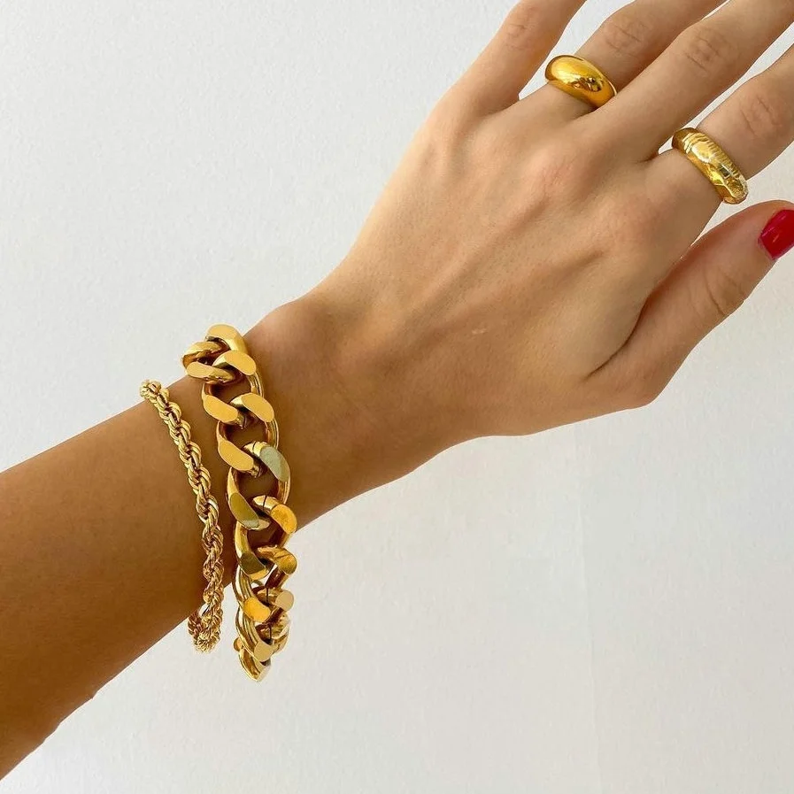 UNICRAFTALE Rigido scanalato in acciaio inox capelli Tie Bracciale intarsio Bracciali 50-60 mm regolabile aperto Hollow bracciali per la produzione di bracciali intarsio di pietre preziose