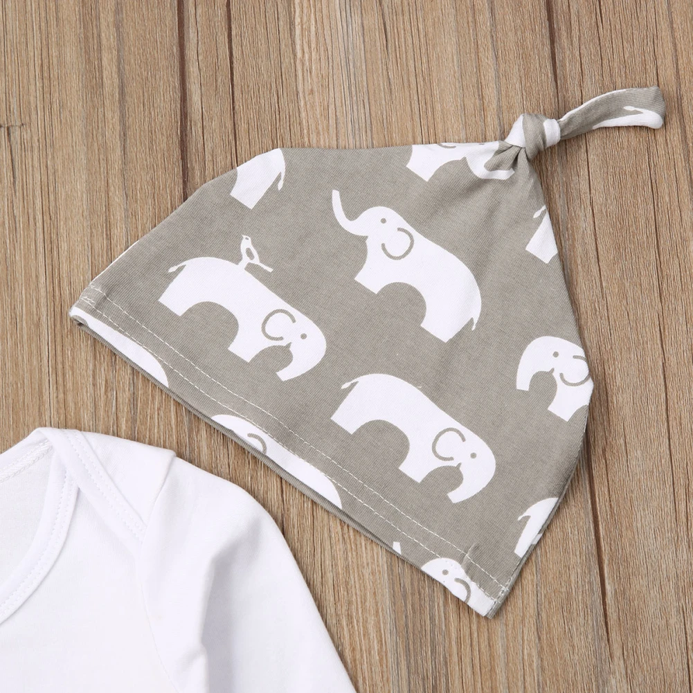 Baby Elephant Print Romper & Pants Set 3