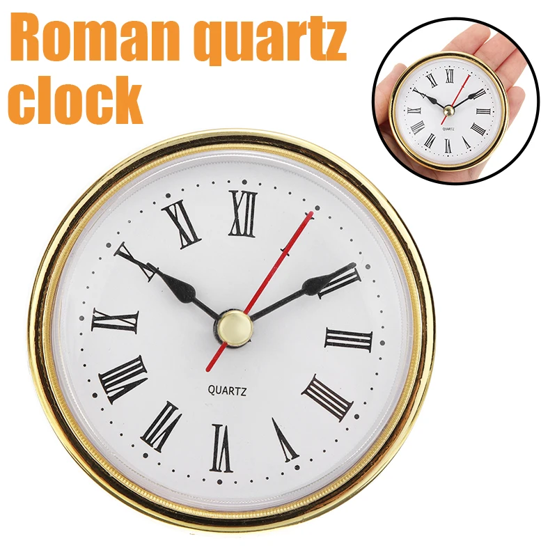 1pc Roman Numeral Quartz Clock Movement Insert White Face Gold Trim For Home Decorations 65mm | Дом и сад