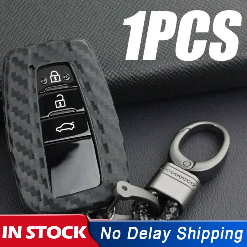 Carbon Fiber Car Remote Control Key Case Silica gel Cover For Toyota Camry CHR Avalon RAV4 Fob Shell Protector | Автомобили и