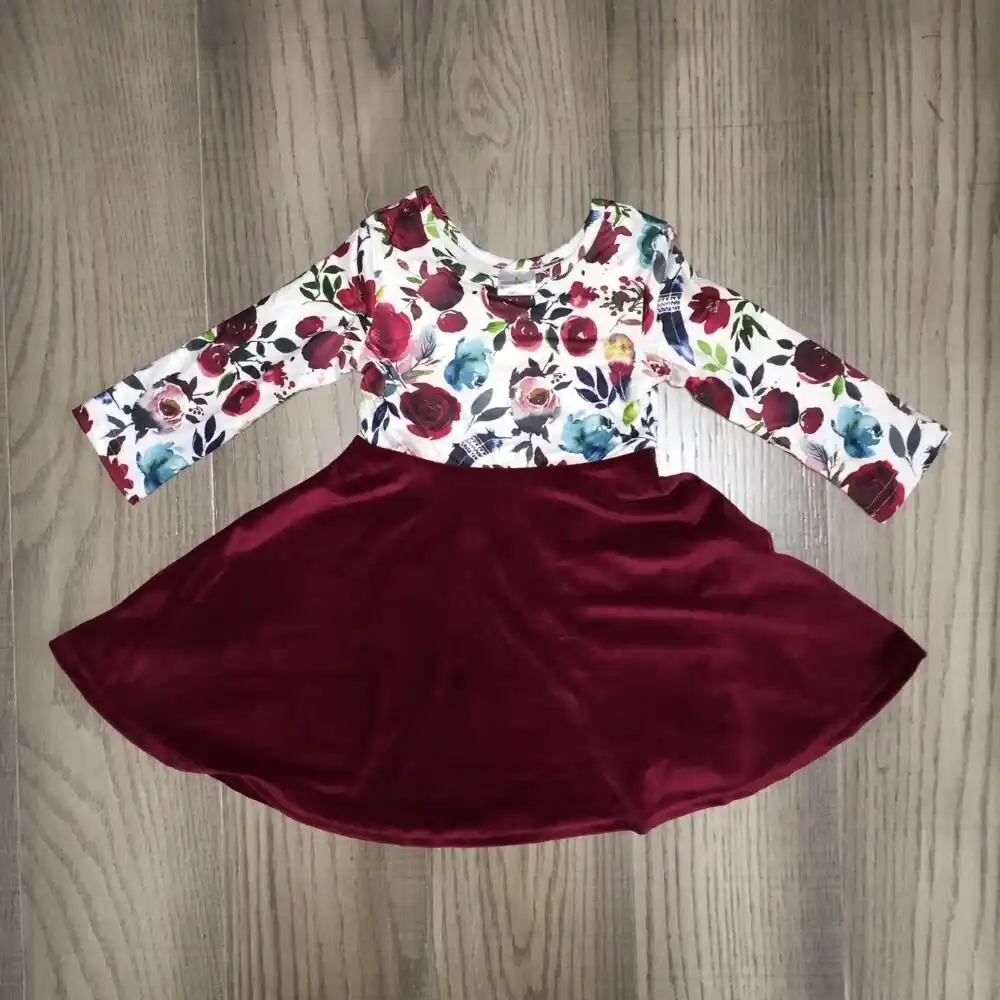 maroon baby dress