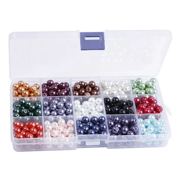 

15-Box Box 8mm Glass Pearl Round Beads Loose Beads Combination Lacquered Glass Beads 510 Per Box