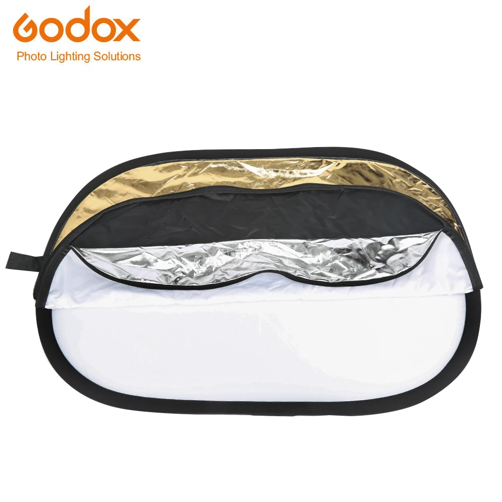 Placa de Fundo 5 em 1 Godox Retângulo Redondo Refletor Dobrável Iluminação Difusor Disco Preto Prata Ouro Branco 90*120cm Mod. 1352591