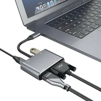

4 in 1 USB Type-C to HDMI VGA Card Reader Ports Hub Adapter for MacBook-Pro