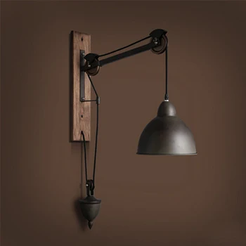 

American Country Style Wall Light Cafe Light Industry Retro Lift Retractable Pulley Wall Sconce Lighting Bar Wall Mounted Iron