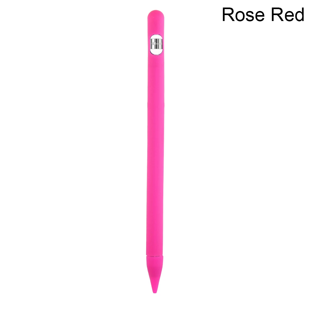 Цветной мягкий силиконовый совместимый для Apple Pencil чехол совместимый для iPad Tablet стилус защитный чехол - Цвета: rose red