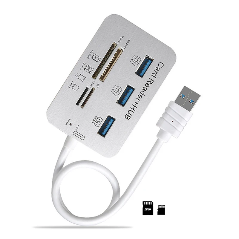 BKSCY usb-хаб 3,0 высокоскоростной Мульти Usb 3,0 концентратор с MS/SD/M2/TF кард-ридером комбинированный usb-разветвитель для портативных ПК Мульти usb-хаб - Цвет: usb 3.0 silver