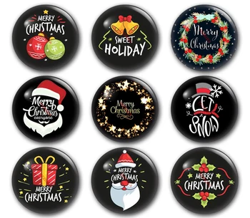 

Merry Christmas glass cabochon, merry Xmas let snow enjoy holiday Round photo glass cabochon demo flat back Making findings