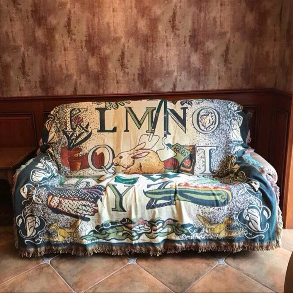 Nordic pastoralen Vintage decke doppelseitige baumwolle stricken  wandteppich sofa handtuch bett abdeckung filze teppich bauernhaus  dekor|Tapestry| - AliExpress