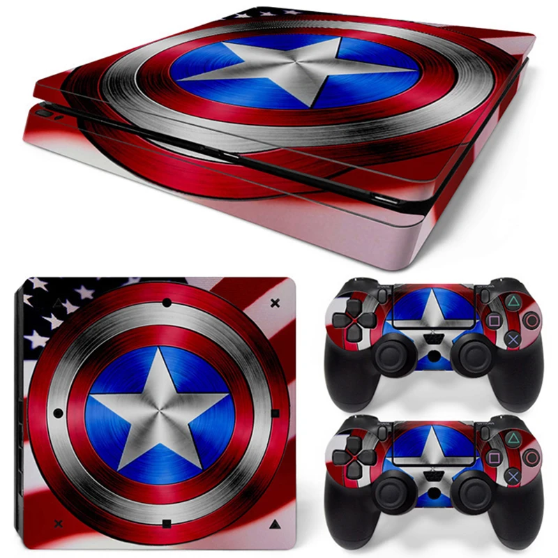 Marvel Spider Man Deadpool Sticker Cover Wrap Protector Skin For Sony PS4 Slim Console & 2PCS Controller Skin Decal For PS4 Slim 