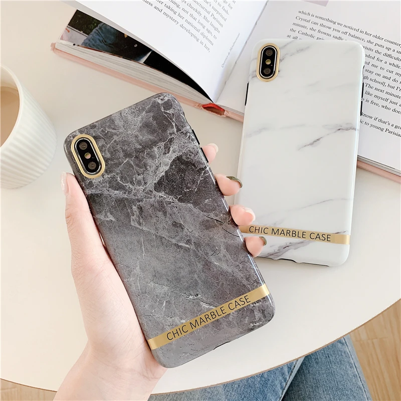 

Luxury Chic Marble Phone Case For iphone XS Max XR X Case For iphone 6 6s 7 8 plus Back Cover Granite Stone Pattern Soft Cases