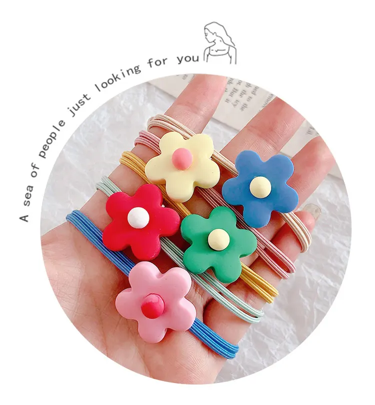 500pcs/lot DIY Multi ABS Double-deck Hair Rings Cartoon Flower Bowknot Rubber Bands Styling Tools Accessories HA606