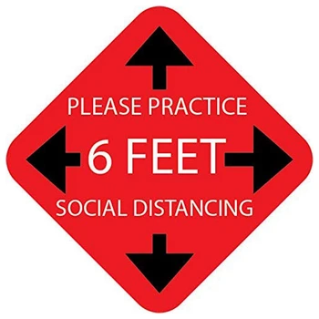 

Social Distancing Floor Decals Safety Sign Marker Maintain 6 Foot Distance Anti-Slip - 11.8 inch Square -10Pack