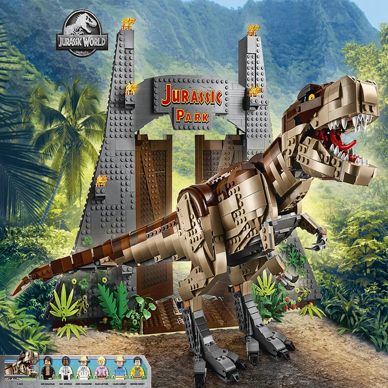 

Jurassic Park World T.REX Rampage Dino Set Dinosaur Building Blocks Bricks Compatible legoingLYs 75936 Toys Child Christmas Gift