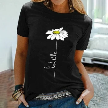 

2020 Women's Flower Printed Top Round Neck Short Sleeve T-shirt Summer Top Loose T-shirt