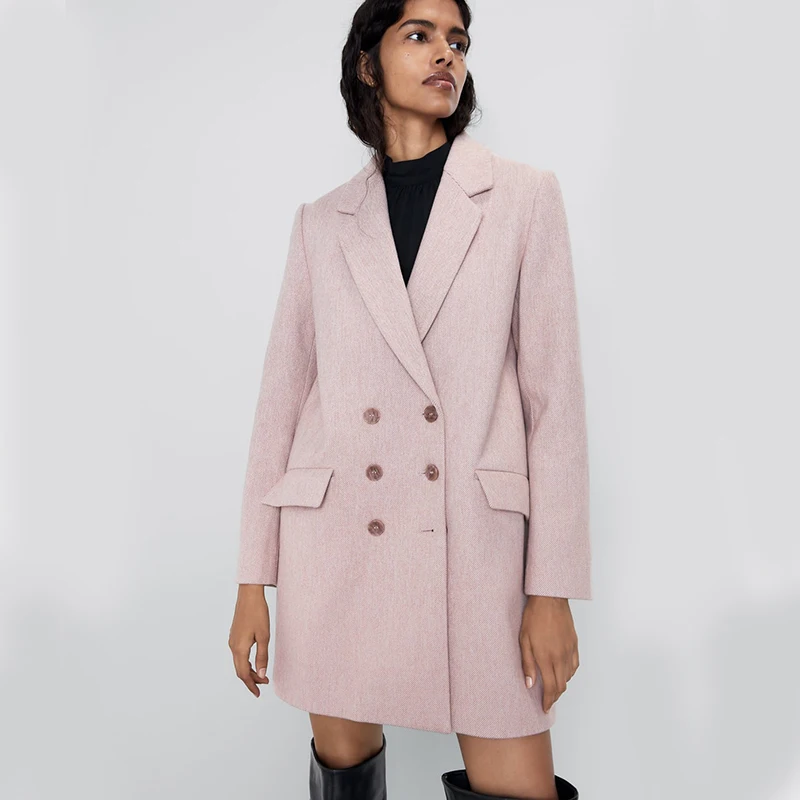 

Ladyfirsy Pink ZA Casual Blazer for Women 2019 Plus Size Fashion Office Lady Elegant Double-Breasted Suit Jacket Female Blazer