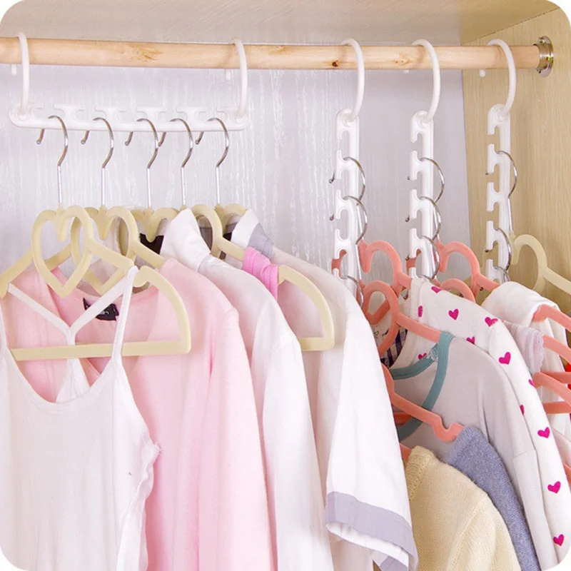 10PCS Set 3D Space Rotatable Foldable Saving Space Hanger Magic Clothes Hanger with Hook font