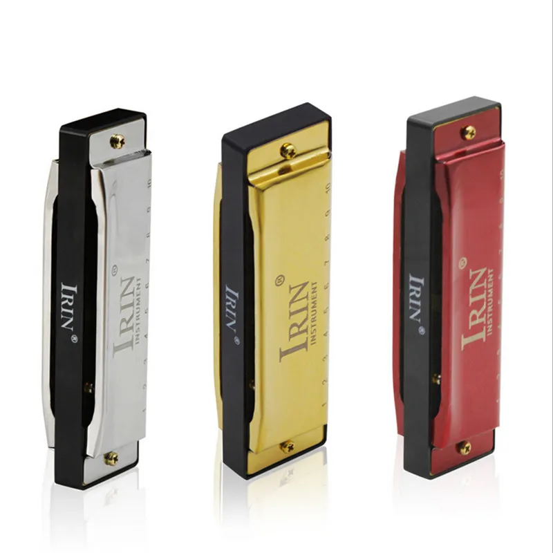 

IRIN Harmonicas 10 Holes 20 Tone Key of G Gold/Silver/Red Color Blues Jazz Rock Folk Music Musical Instrument Diatonic Harp