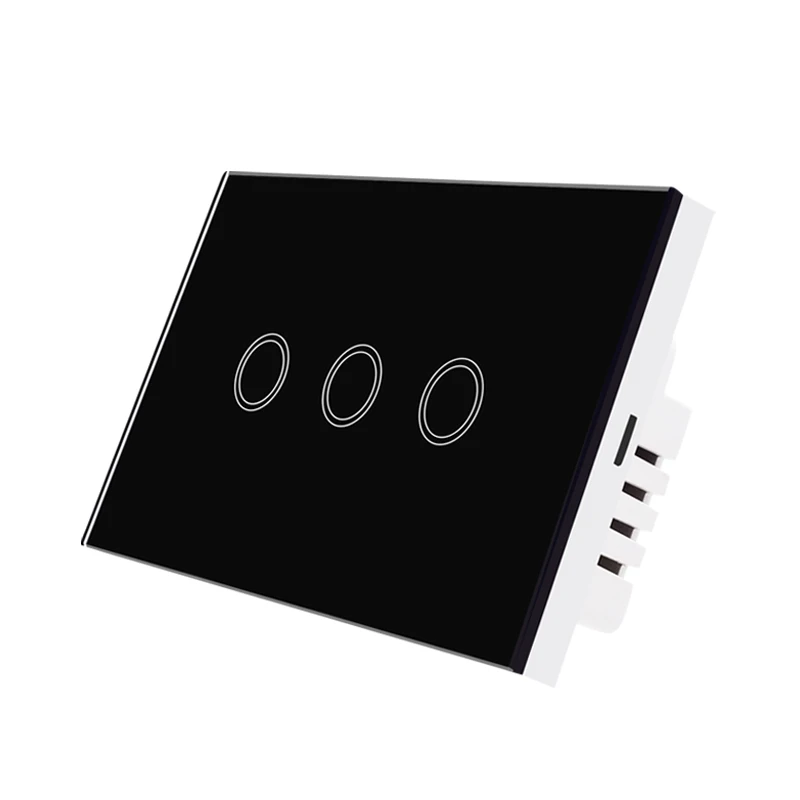 Настенный светильник Wi-Fi 120 тип сенсорный экран переключатель стандарт США Белое стекло умный переключатель 110-240 в светильник датчик водонепроницаемый переключатель - Цвет: wifi 3 gang black