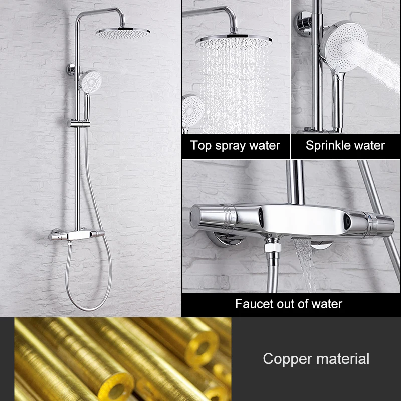 Black Rainfall Shower Faucets Set Wall Mounted Rain Shower Faucet Storage Bath Mixer Tap Hot Cold with Hand EL3903