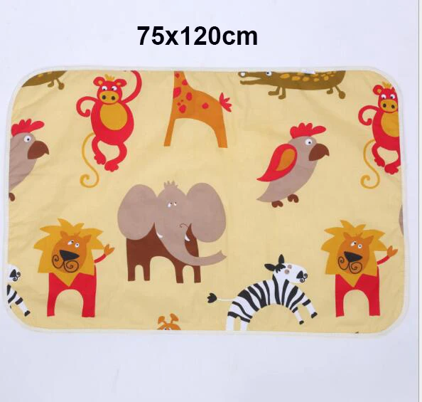 75x120cm yellow Пеленка, пеленка, простыня, матрас, пеленальный коврик, постельные принадлежности, детские, водонепроницаемые, многоразовые, детские, Мультяшные, хлопковые пеленки - Цвет: 75x120cm yellow
