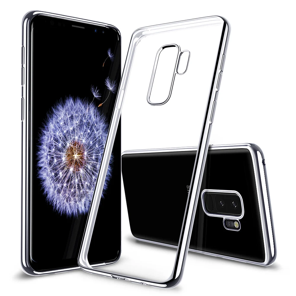 Серебристый Чехол для samsung Galaxy S9, S9 Plus, ESR, прозрачный, мягкий, TPU, покрытие, рамка, яркий, глянцевый, металлический, цветной, бампер, задняя крышка, Fundas - Цвет: Серебристый