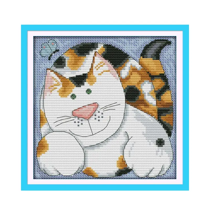 A lovely cat (2) cross stitch kit 14ct 11ct count print canvas stitches embroidery DIY handmade needlework plus | Дом и сад