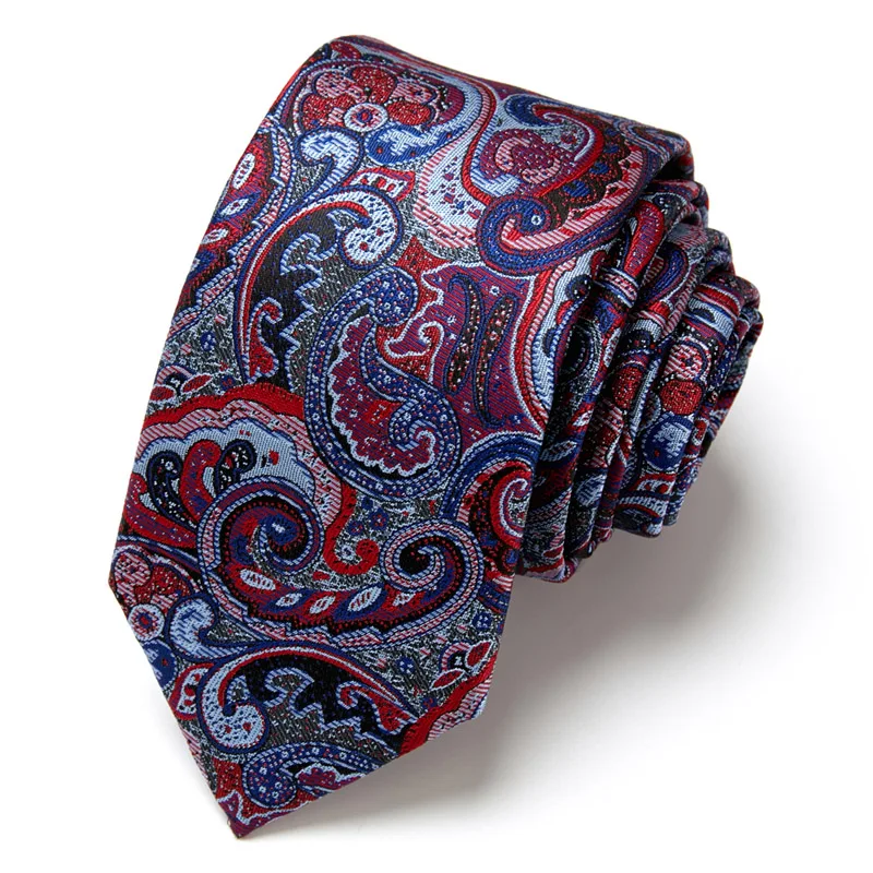Male Tie Silk Dark Blue Striped Paisley Floral Bussiness neck tie