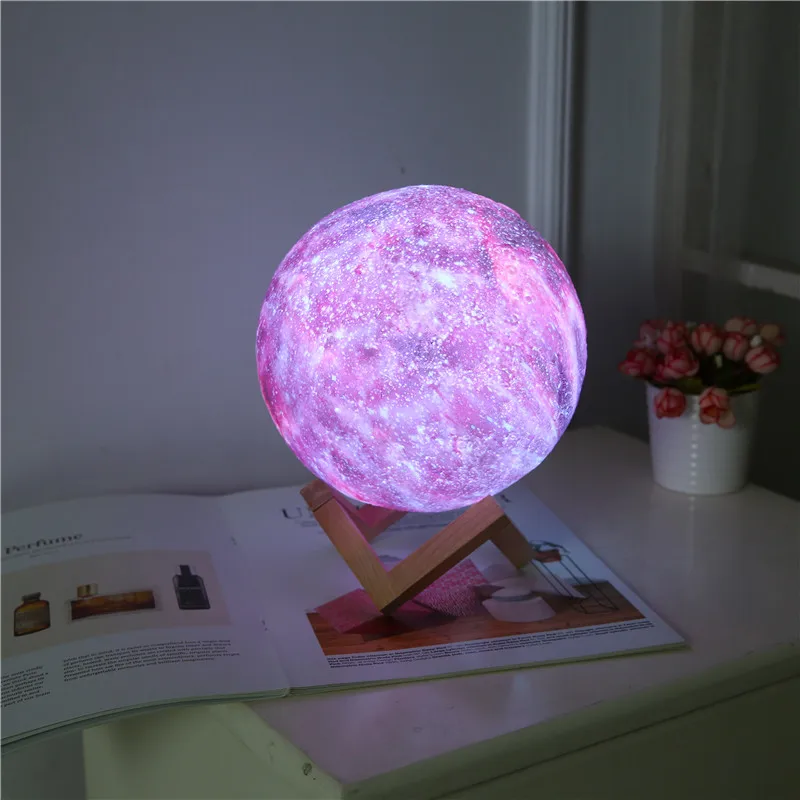 

16-color remote control 3D printing star-moon lamp discolored tactile decoration gift creative USB LED night light Galaxy lamp