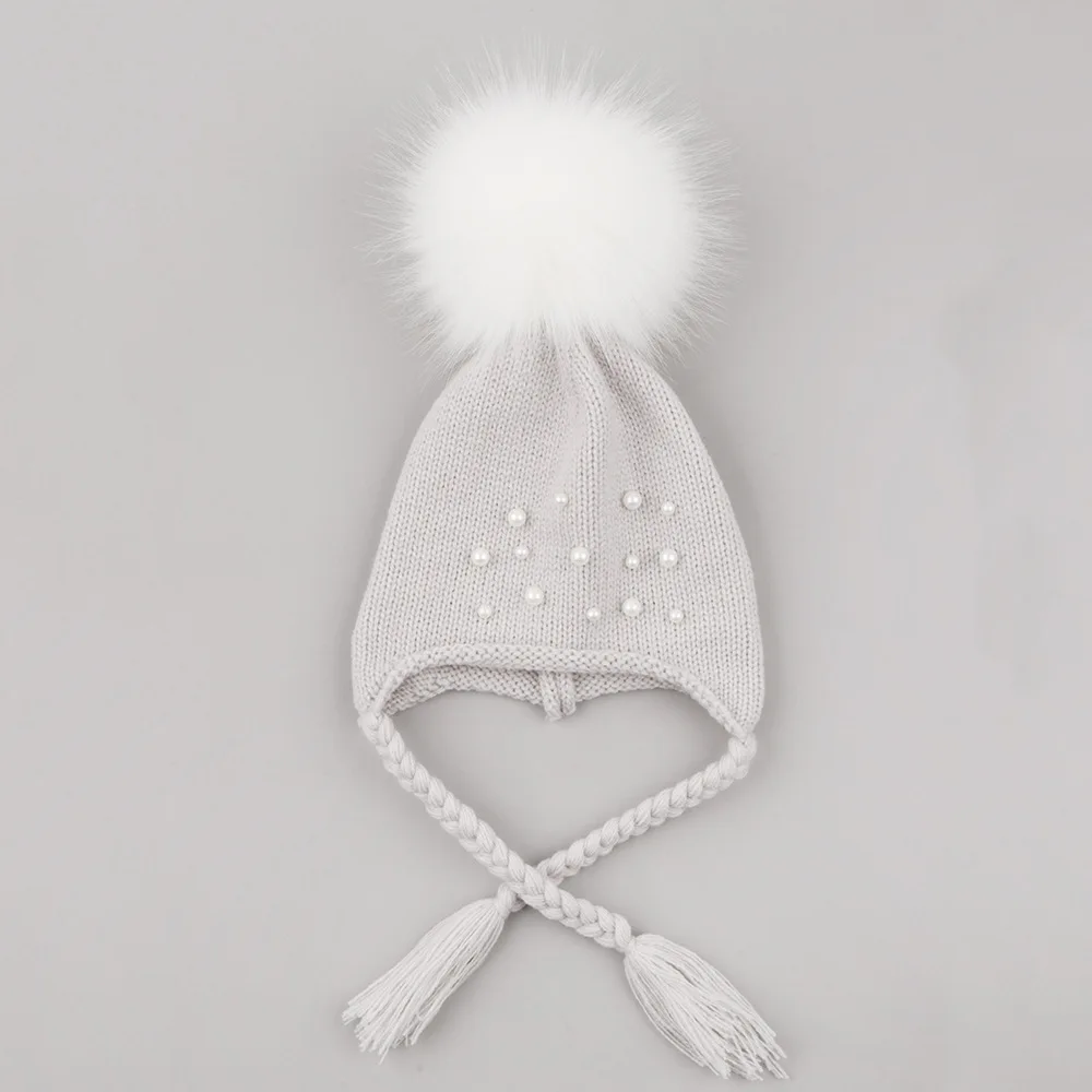 FOCUSNORM/осенне-зимняя теплая вязаная Вязаная Шапка-бини для новорожденных мальчиков и девочек, зимне наушники шапка, зимняя теплая шапка для детей от 0 до 3 лет