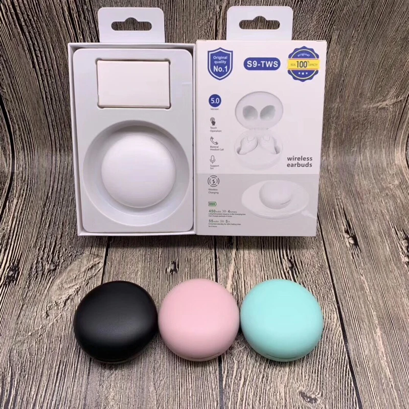 Macaron конфеты цвет S9-TWS Bluetooth гарнитура HIFI стерео Bluetooth наушники V5.0 Поддержка беспроводной зарядки