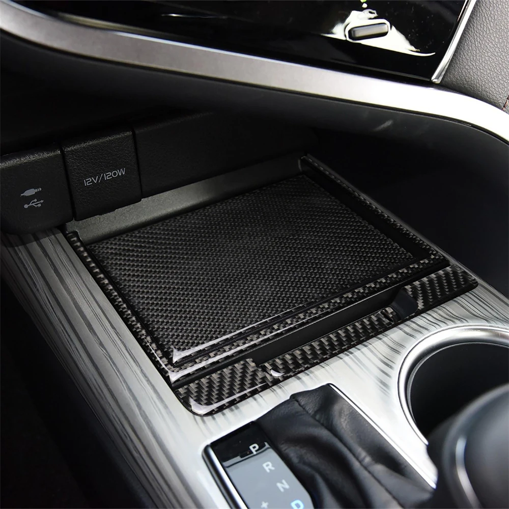

Interior Decoration Storage Box Cover Frame Trim Carbon Fiber Stickers for Toyota Camry 8 2018-2019 Car Decal Accessories 4pcs