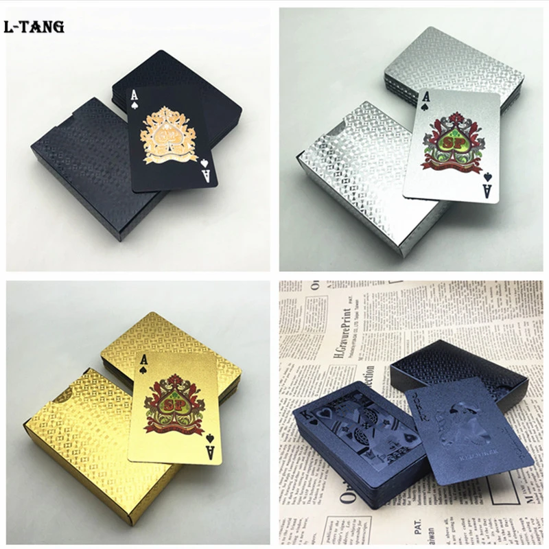 Playing Cards 1 Deck Plastic Poker Cards Glod Silver Home Board Game Family Gift L682