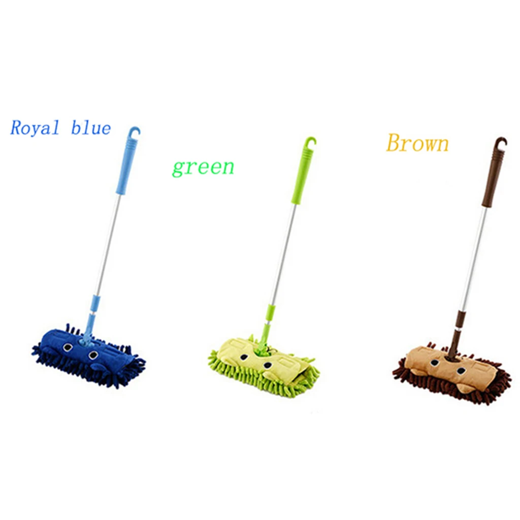 Mini Microfiber Chenille Cartoon Flat Dust Mop for Kids Children Role Play Toy, Detachable, 360 Degree Rotation 