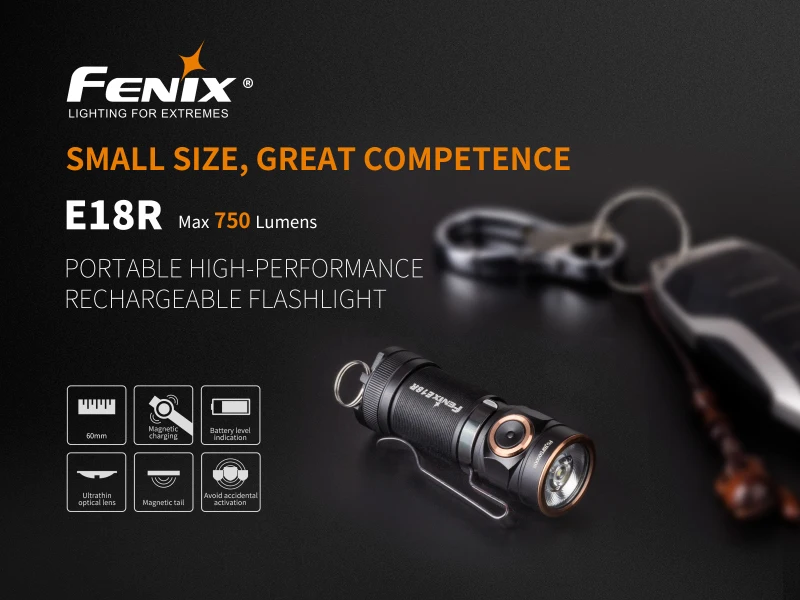 Fenix E18R Cree XP-L HI светодиодный фонарь 750 люмен 16340/CR123A с магнитной зарядкой EDC фонарь с 16340 батареей