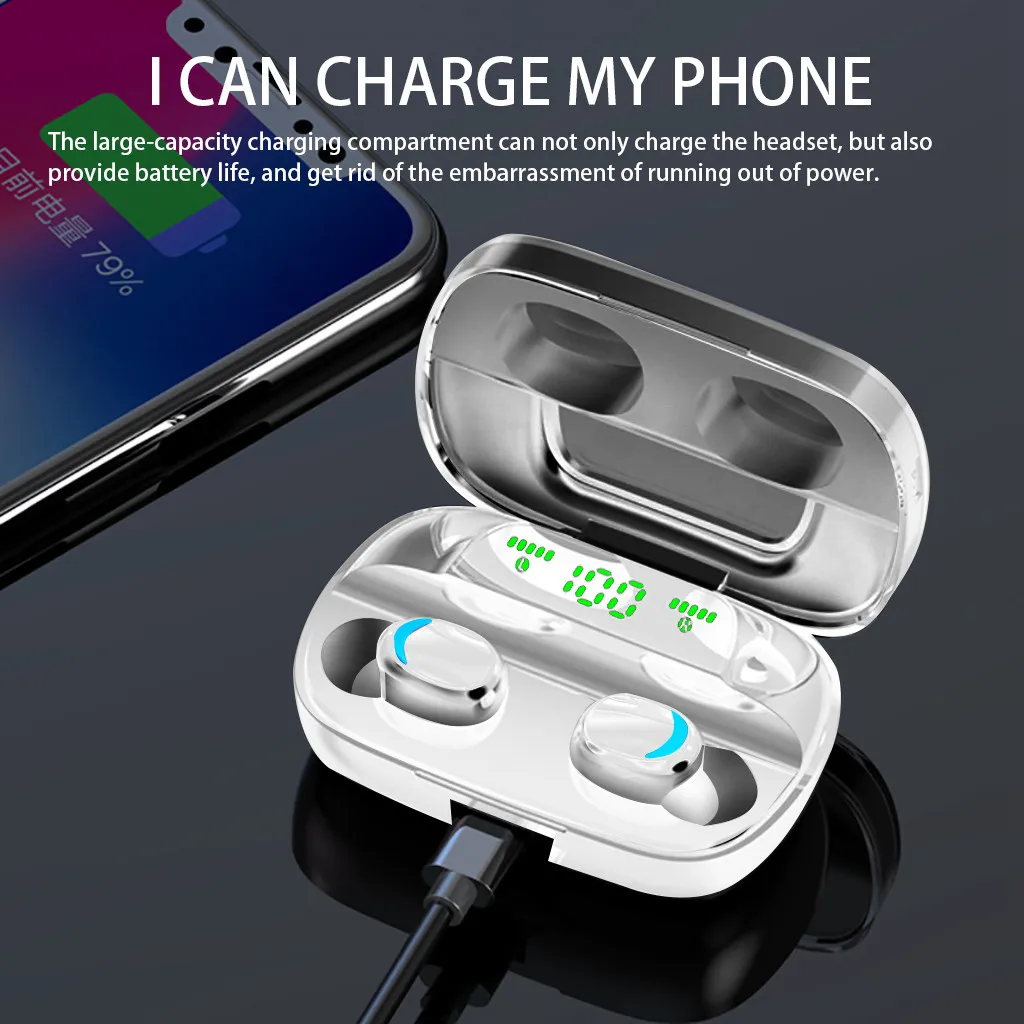 35# TWS Bluetooth наушники гарнитура 5,0 истинный беспроводной двойной в уши цифровой дисплей стерео наушники шумоподавление Гарнитура