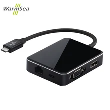 Концентратор USB Type C к HDMI 4K адаптер Thunderbolt 3 с RJ45 1000 Мбит/с VGA 3 USB 3,0 портов SD/TF кард-ридер для MacBook/Surface Pro