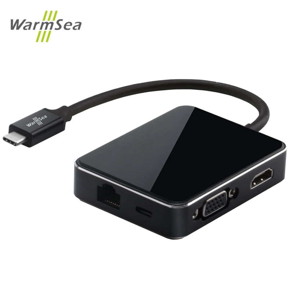 Адаптер Thunderbolt 3 с USB Type-C HUB To HDMI 4K RJ45 1000 Мбит/с VGA порта 0 устройство для чтения SD/TF