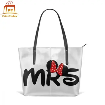 

Minnie Mouse Handbag MrsMouse Top-handle Bags Wide Print Leather Tote Bag Trendy Women's Teen High quality Women Handbags