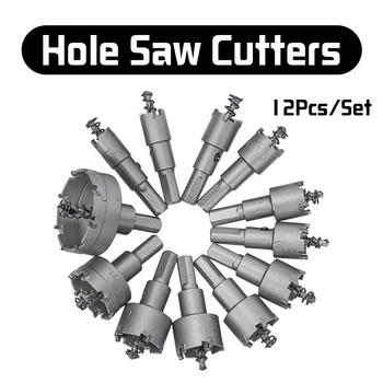 

12Pcs/Set Metel Hole Saw Tooth Kit Drill Bit Set Stainless Steel Alloy Wood Cutter 15mm-50mm Universal Cutter Tool Accessories
