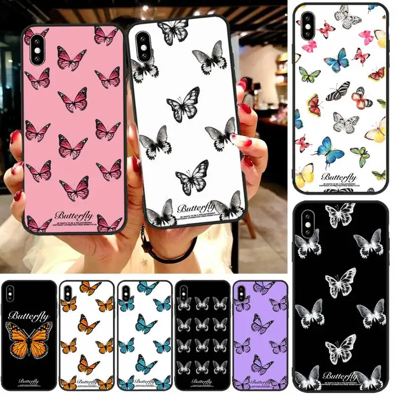 

Cartoon pretty design butterfly case coque fundas for iphone 11 PRO MAX X XS XR 4S 5S 6S 7 8 PLUS SE 2020 cases cover