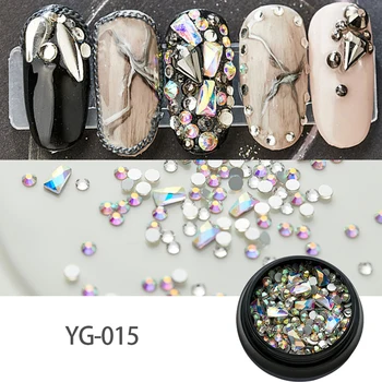 

RIKONKA 1Box Nail Rhinestones Crystal Nail Rhinestones Glass Moon Star Series Round Mixed Shape Jewelry Nail Art Decorations