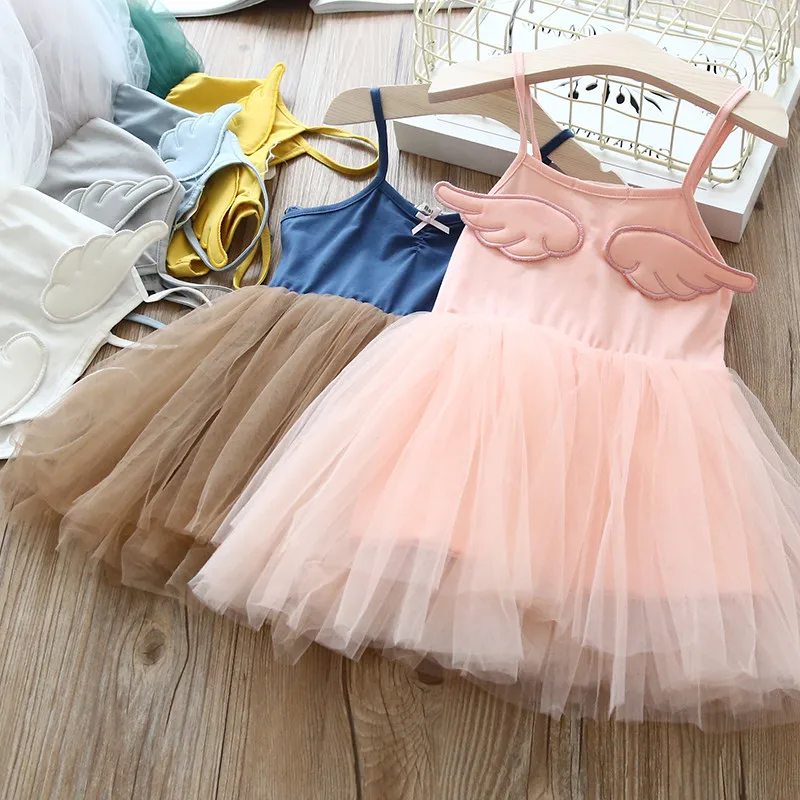 Коллекция года, детское платье Бальные платья на бретельках с крыльями для маленьких девочек хлопковый сетчатый жилет балетное платье-пачка летние вечерние платья для девочек возрастом от 2 до 8 лет