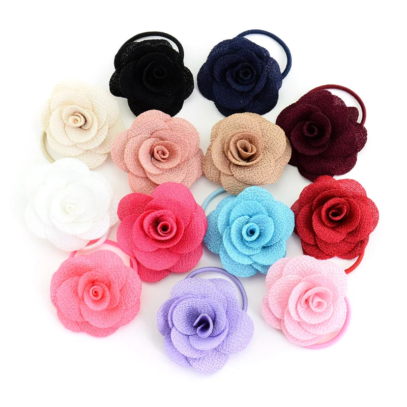 New Arrival 13 Colors Girls Hair Rope Elastic Rubber Bands Accessories Rose Flower Style Ring for Baby | Детская одежда и обувь