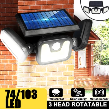 

3 Head Solar Light Outdoor Solar Lamp PIR Motion Sensor Wall Light Waterproof Solar Led Light 3 Modes for Garden Decoration Yard