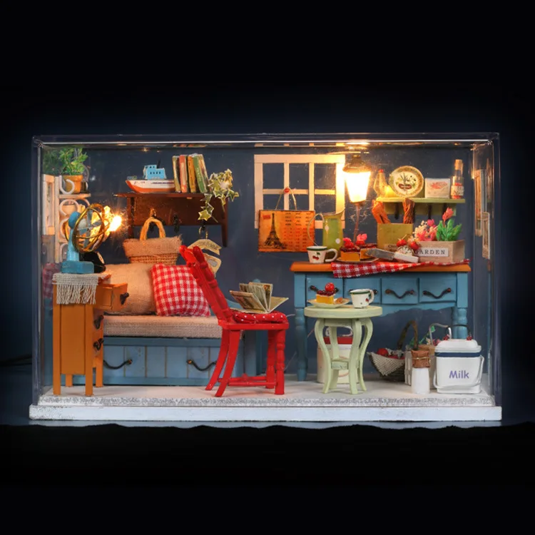 

Interest Yi Ya DIY Hut Handmade Assembled House Glass Cover Model BOY'S Birthday Gift