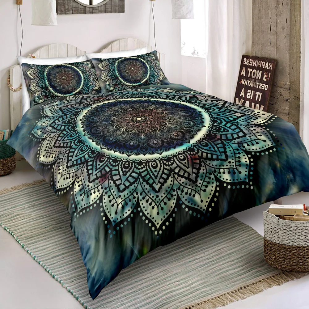 3D bohemian style bedding sets fashion trend gradient sun flower mandala meaning home textile bedding sets